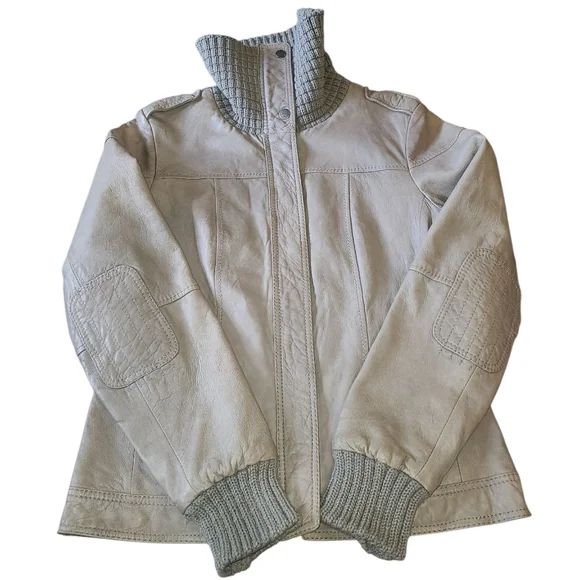 Women's Eddie Bauer Lamb Leather Jacket Medium Light Grey - Picture 12 of 15